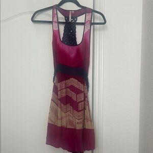 Petticoat alley Pink and Cream Women's Dress with belt size XS